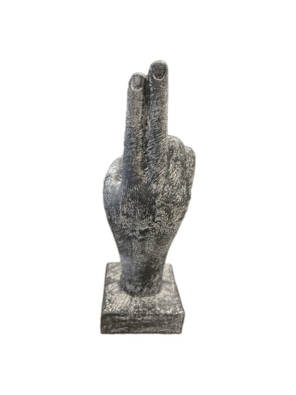 New Black & White Craved Etched India Buddha Peace Sign Hand Sculpture Figure - Picture 5 of 5